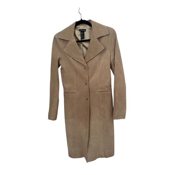 Vintage Bebe Coat Women's Size Small Tan Genuine Suede Leather Y2K Overcoat - Picture 4 of 9